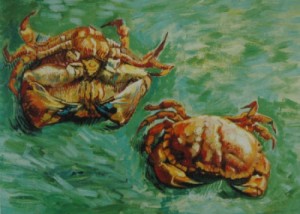 Oil Painting - Two Crabs 1889 by Vincent ，Van Gogh