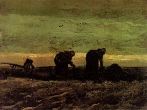 Oil still life Painting - Two Women in the Moor,1883 by Vincent ，Van Gogh
