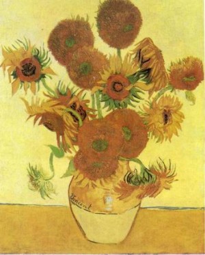 Oil sunflowers Painting - Vase with Fifteen Sunflowers,1888 by Vincent ，Van Gogh