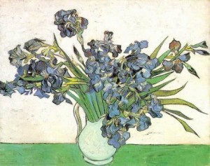 Oil still life Painting - Vase with Irises, May, 1890 by Vincent ，Van Gogh