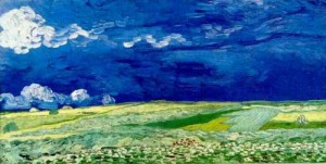 Oil Painting - Wheat field under clouded sky by Vincent ，Van Gogh