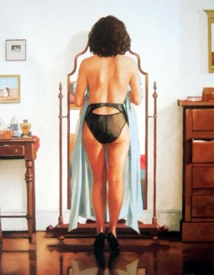 Oil blue Painting - The Blue Gown by Jack Vettriano