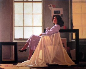 Oil light Painting - Winter Light and Lavender by Jack Vettriano