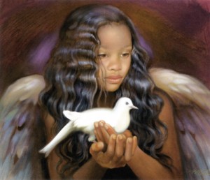 Oil angel Painting - Angel of Forgiveness by Nancy Noel