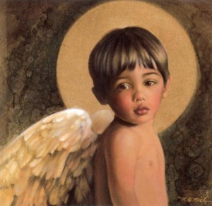 Oil nancy noel Painting - Boy with Halo by Nancy Noel
