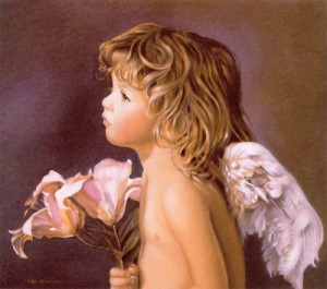 Oil angel Painting - The Giving Angel by Nancy Noel