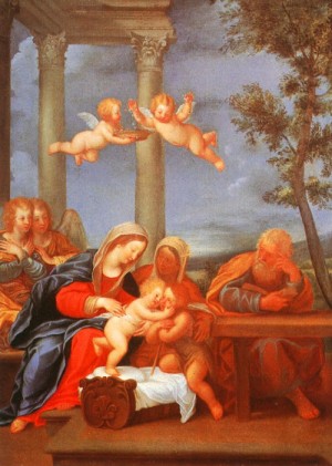 Oil Painting - The Holy Family (Sacra Famiglia), 1630-35 by Albani, Francesco