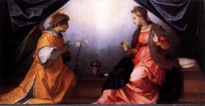 Oil annunciation Painting - Annunciation  1528 by Andrea del Sarto
