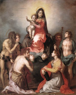 Oil madonna Painting - Madonna in Glory and Saints  c. 1528 by Andrea del Sarto