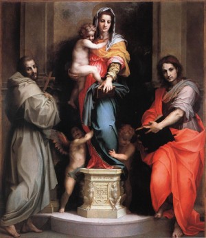 Oil Painting - Madonna of the Harpies  1517 by Andrea del Sarto