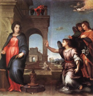 Oil annunciation Painting - The Annunciation 1512-13 by Andrea del Sarto