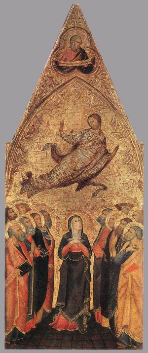 Oil Painting - Ascension of Christ  1355-60 by Andrea di Vanni d'Andrea
