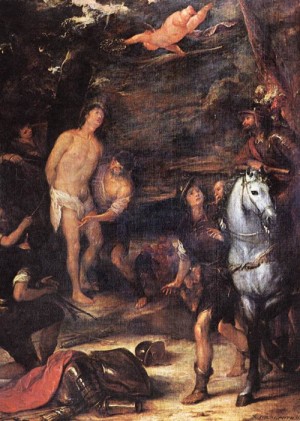 Oil Painting - Martyrdom of St. Sebastian by Antolinez, Jose