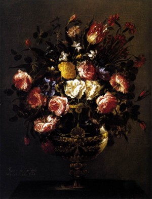 Oil arellano, juan de Painting - Vase of Flowers  1664 by Arellano, Juan de