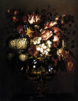 Oil Painting - Vase of Flowers  1664 by Arellano, Juan de