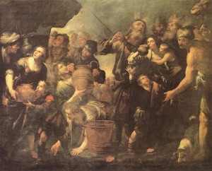 Oil water Painting - Moses Drawing Water from the Rock by Assereto, Gioachino