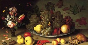 Oil Painting - Still Life with Fruits and Flowers   late 1620s by Ast, Balthasar van der