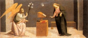 Oil annunciation Painting - Annunciation 1488 by Bartolomeo di Giovanni