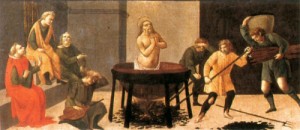 Oil Painting - Martyrdom of St John  1488 by Bartolomeo di Giovanni