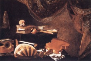 Oil baschenis, evaristo Painting - Still-Life with Musical Instruments   c. 1650 by Baschenis, Evaristo