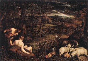 Oil garden Painting - Garden of Eden    1570-73 by Bassano, Jacopo