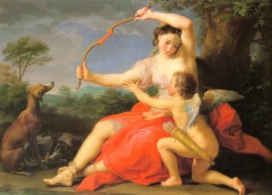 Oil batoni, pompeo Painting - Diana & Cupid, 1761 by Batoni, Pompeo