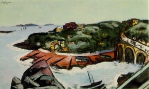 Oil sea Painting - Outskirts Overlooking the Sea at Marseille 1937 by Beckmann, Max
