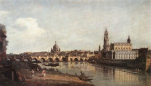 Oil bellotto, bernardo Painting - View of Dresden from the Right Bank of the Elbe with the Augustus Bridge  1748 by Bellotto, Bernardo