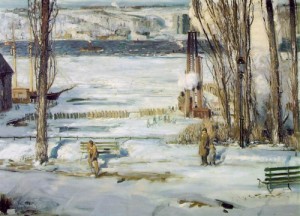Oil bellows, george Painting - A Morning Snow - Hudson River 1910 by Bellows, George