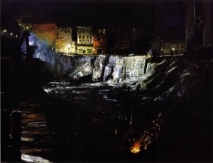 Oil bellows, george Painting - Excavation at Night 1908 by Bellows, George