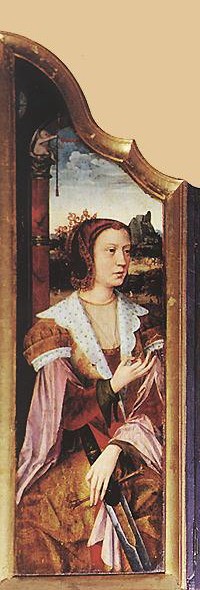 Oil benson, ambrosius Painting - Virgin with the Pear(left wing) by Benson, Ambrosius