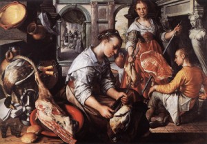 Oil beuckelaer, joachim Painting - Christ in the House of Martha and Mary  1565 by Beuckelaer, Joachim
