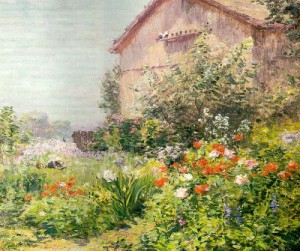 Oil Painting - Miss Florence Griswold's Garden, 1910s by Bicknell, Frank Alfred