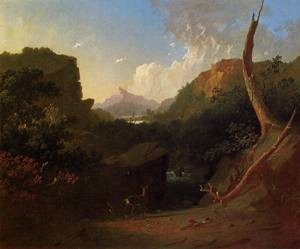 Oil landscape Painting - Deer in a Stormy Landscape 1852-1853 by Bingham, George Caleb