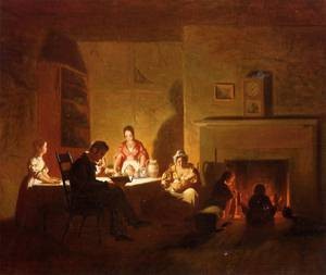 Oil life Painting - Family Life on the Frontier 1845 by Bingham, George Caleb