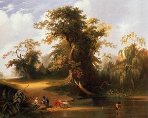 Oil landscape Painting - Landscape Rudal Scene 1845 by Bingham, George Caleb