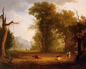 Oil landscape Painting - Landscape with Cattle 1846 by Bingham, George Caleb