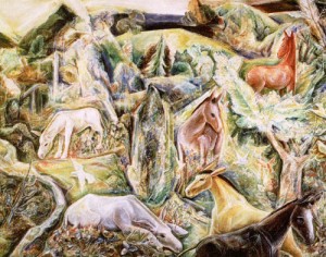 Oil garden Painting - The Garden of Asses II, 1938-39 by Bloch, Albert