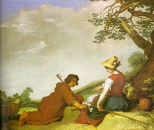 Oil bloemaert,abraham Painting - Shepherd and Sherpherdess  1627 by Bloemaert,Abraham