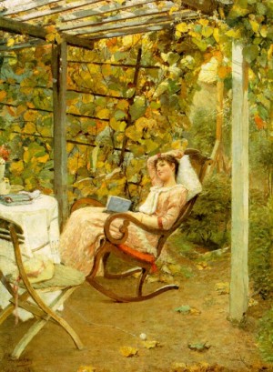 Oil Painting - In the Pergola, 1892 by Bluhm, Oscar