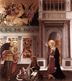 Oil annunciation Painting - Annunciation  1455-60 by Bonfigli,Benedetto