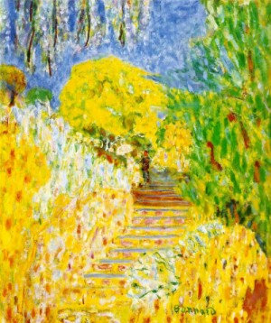 Oil garden Painting - L'escalier du jardin (The Garden Steps)  c.1940 by Bonnard, Pierre