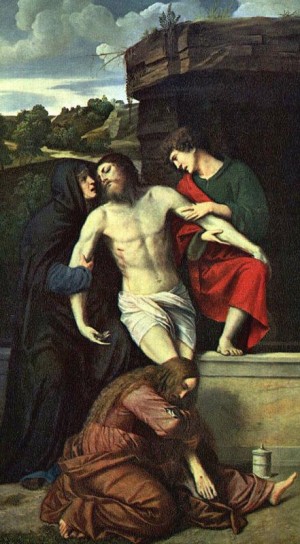 Oil Painting - Pieta  1520 by Bonvicino,Alessandro