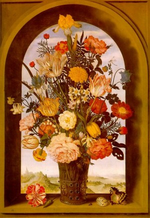Oil Painting - Flower Vase in a Window Niche, 1620 by Bosschaert, Ambrosius the Elder
