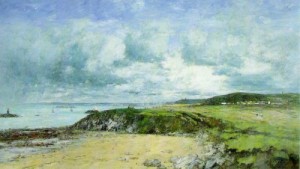 Oil Painting - The Coast of Portrieux (Cotes-du-Nord) 1874 by Boudin, Eugene