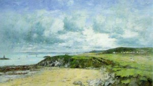 Oil boudin, eugene Painting - The Coast of Portrieux (Cotes-du-Nord) 1874 by Boudin, Eugene