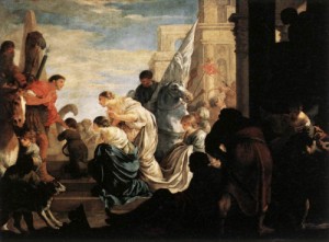 Oil Painting - A Scene from Roman History  c. 1645 by Bourdon, Sebastien