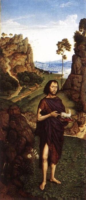 Oil Painting - St John the Baptist  c. 1470 by Bouts, Dieric the Younger