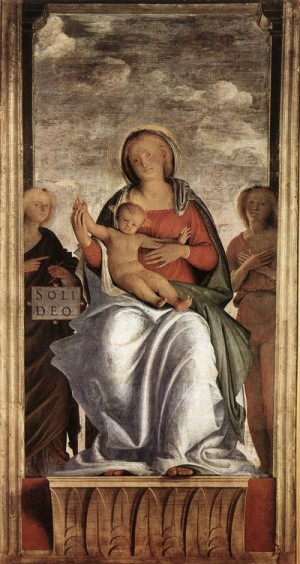 Oil madonna Painting - Madonna and Child with Two Angels  c. 1508 by Bramantino