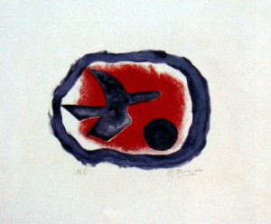 Oil Painting - Oiseau sur Fond carmin 1958 by Braque, Georges